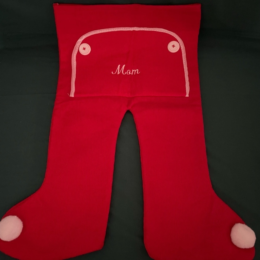 2 NWT Red Christmas Stocking one with White Fur Trim & one with MOM on - Picture 3 of 6